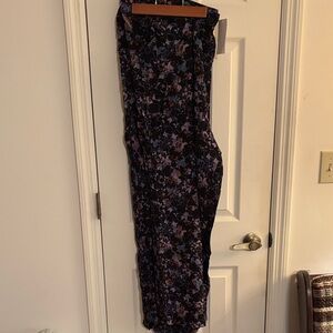 Woman Within Floral Print Pants - Black and Purple